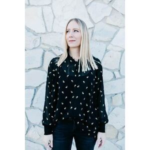 CABI Women’s Black Long Sleeve Allegra Floral Blouse Size Small Style #5338